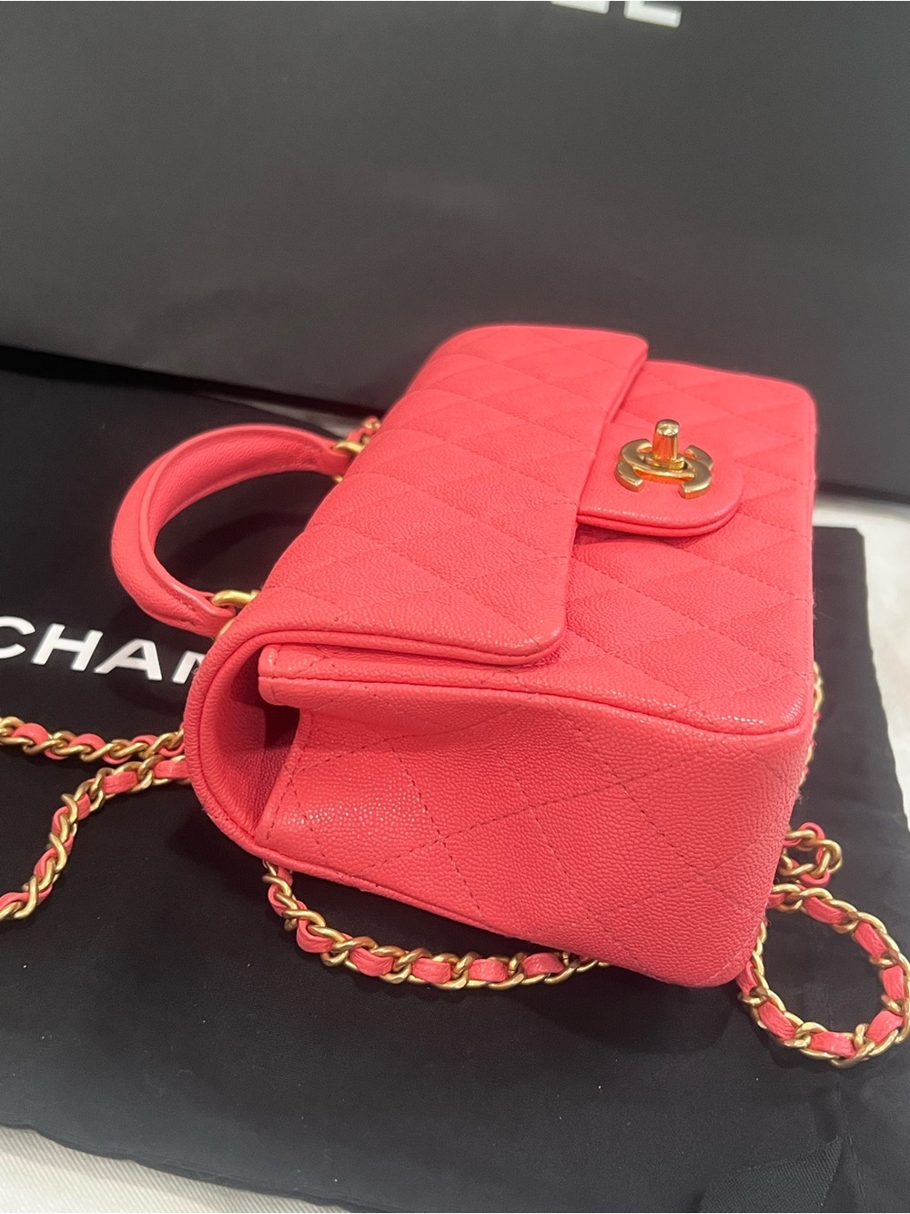 Chanel Classic Caviar Pink Mini rectangular Flap Bag - Picture 5 of 11